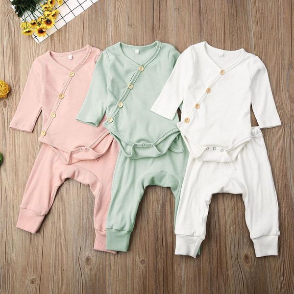 0-2 years toddler cotton clothing suit long-sleeve button rompers pants two piece set rib sleepwear, White
0-2 years toddler cotton clothing suit long-sleeve button rompers pants two piece set rib sleepwear, White