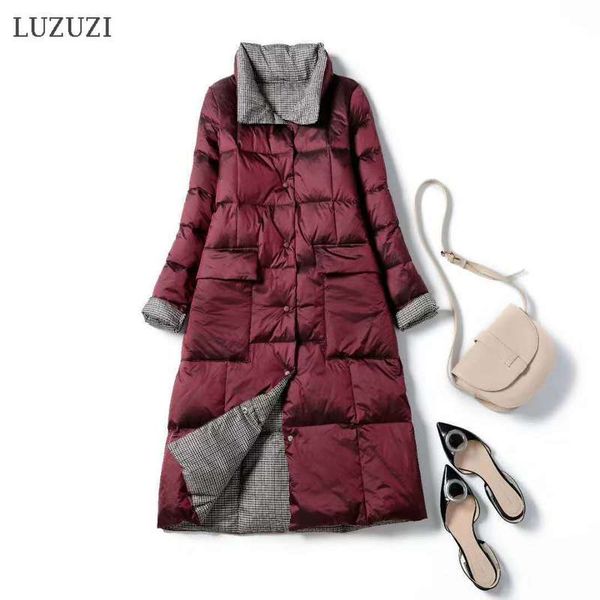 luzuzi 2020 double sided women's winter down jackets stand collar white duck down coat female light long jacket feminino parkas, Black
luzuzi 2020 double sided women's winter down jackets stand collar white duck down coat female light long jacket feminino parkas, Black