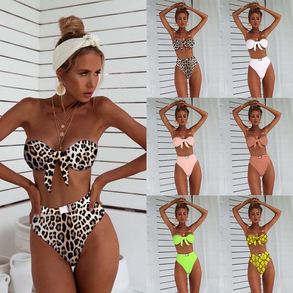 high waist bikini set 2020 new leopard swimsuit women two piece bandeau waisted bathing suits swim halter swimwear for women, White;black
high waist bikini set 2020 new leopard swimsuit women two piece bandeau waisted bathing suits swim halter swimwear for women, White;black