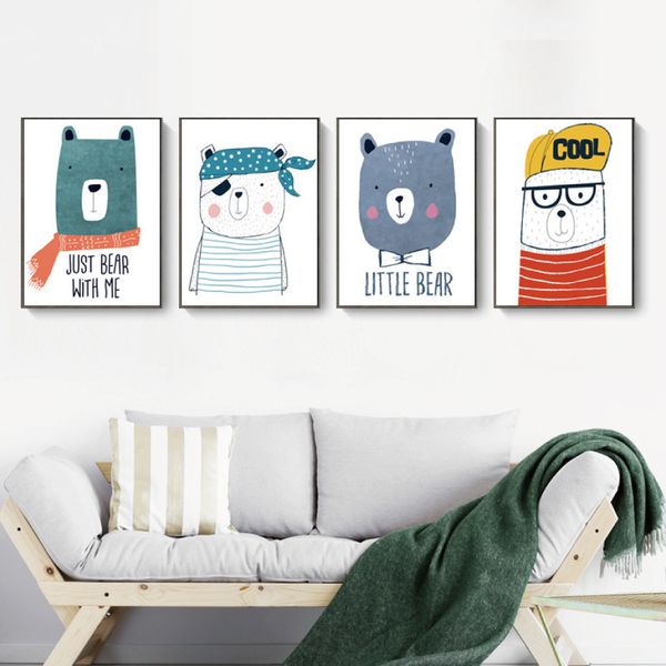 cartoon bear cool animal hat scarf turban poster and prints wall art canvas painting home decorative pictures for baby room
cartoon bear cool animal hat scarf turban poster and prints wall art canvas painting home decorative pictures for baby room