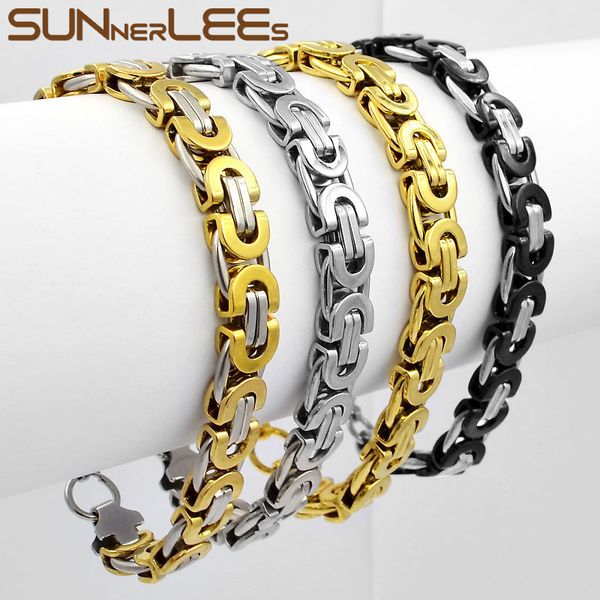 sunnerlees stainless steel bracelet 6mm~11mm box byzantine link chain silver color gold plated men women jewelry gift sc07 b, Black
sunnerlees stainless steel bracelet 6mm~11mm box byzantine link chain silver color gold plated men women jewelry gift sc07 b, Black