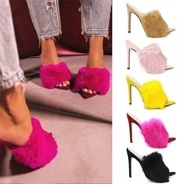2020 summer fashion women 11cm high heels yellow pink mules heels slides female felt fur strange slippers stiletto shoes, Black
2020 summer fashion women 11cm high heels yellow pink mules heels slides female felt fur strange slippers stiletto shoes, Black