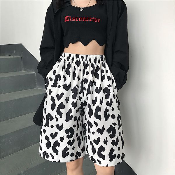 summer new harajuku bf cow pattern printed loose straight wide leg five-point pants casual pants, Black;white
summer new harajuku bf cow pattern printed loose straight wide leg five-point pants casual pants, Black;white