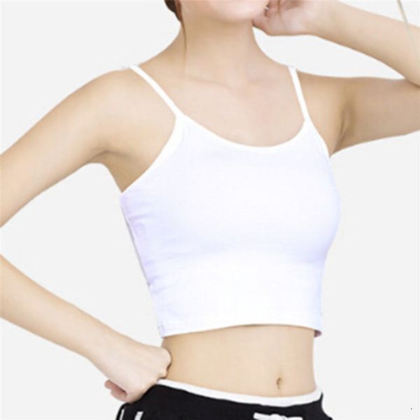 summer female crop women sleeveless straps tank solid fitness lady camis casual white black cropped