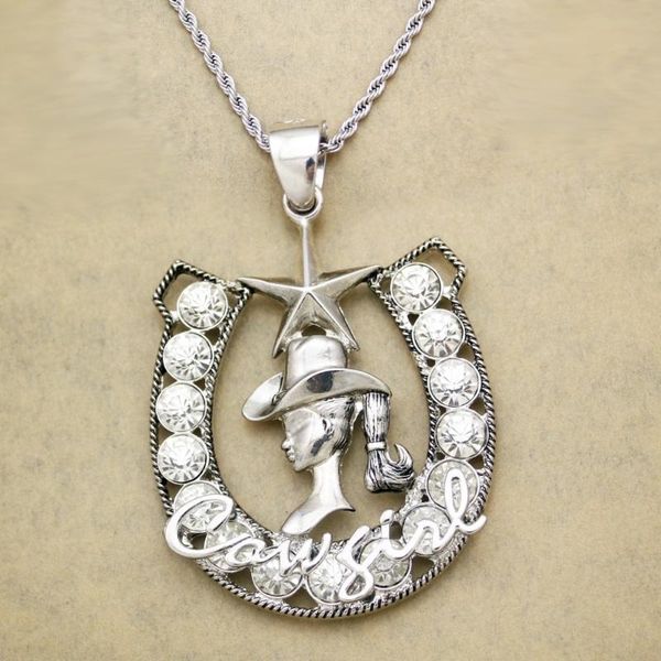 vintage western cowgirl horse shoe texas ranger star rodeo twisted rope snake chain big pendant necklace jewelry women, Silver
vintage western cowgirl horse shoe texas ranger star rodeo twisted rope snake chain big pendant necklace jewelry women, Silver