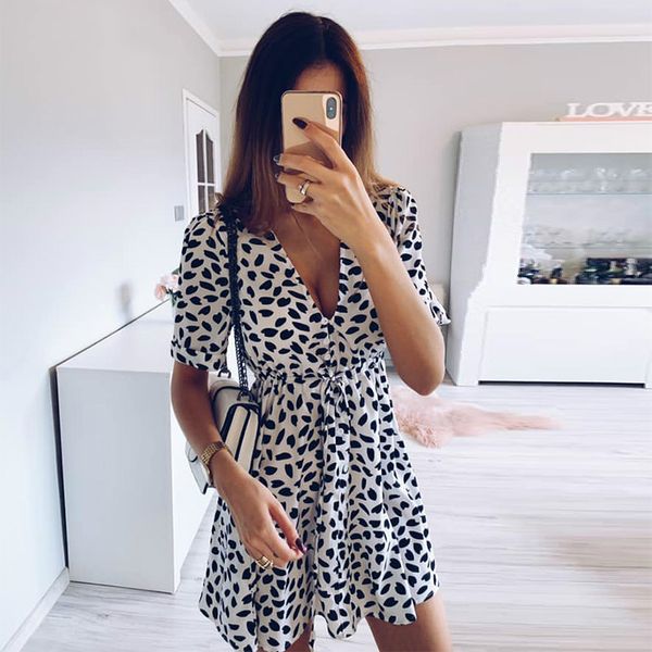 white sand spot mini summer dresses women v neck casual beach sundress botton wrap bodycon dress female, Black;gray
white sand spot mini summer dresses women v neck casual beach sundress botton wrap bodycon dress female, Black;gray