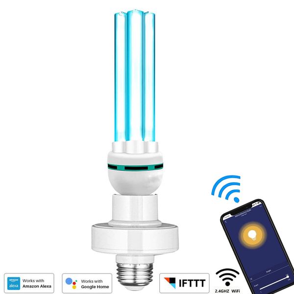 Uvc Germicidal Light Bulb, Wifi Phone App Timer Voice Control Uv 15w/25w/36 Wattage Self-ballast E27 110v/220v Screw Socket Lamp Lights
