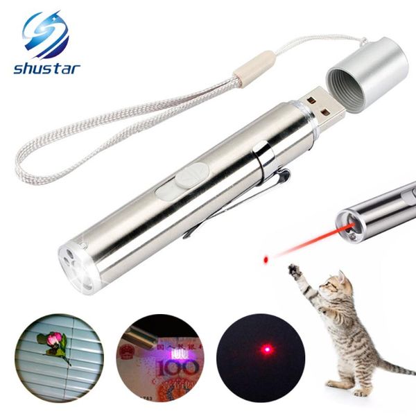 Multifunctional Rechargeable Led Uv Torch Ultra Violet Light Laser Pointer Funny Cat Toy Suitable For Home, Child