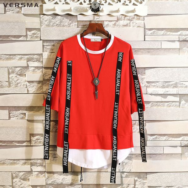 men's t-shirts versma 2021 summer high street streetwear hip hop men japanese harajuku ribbon patchwork fake two piece t shirt 5xl, White;black
men's t-shirts versma 2021 summer high street streetwear hip hop men japanese harajuku ribbon patchwork fake two piece t shirt 5xl, White;black