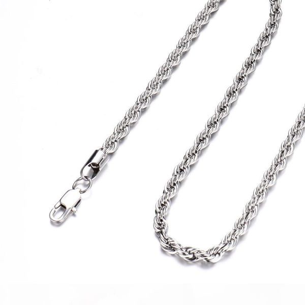 retail wholesale gold silver necklace chain women man necklace 3mm18,20,24 inch stainless steel twist rope chain jewelry, Black 
retail wholesale gold silver necklace chain women man necklace 3mm18,20,24 inch stainless steel twist rope chain jewelry, Black