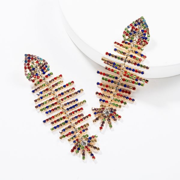 exaggerated acrylic diamond fish bone claw chain colored diamond full diamond earrings female fashion personality super fairy earrings, Golden
exaggerated acrylic diamond fish bone claw chain colored diamond full diamond earrings female fashion personality super fairy earrings, Golden