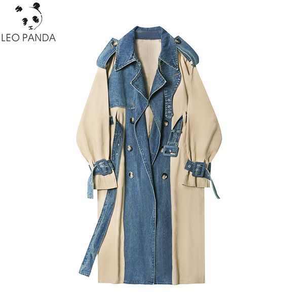 women's trench coats long coat woman fashion denim patchwork windbreaker spring autumn temperament double-breasted sashes top, Tan;black
women's trench coats long coat woman fashion denim patchwork windbreaker spring autumn temperament double-breasted sashes top, Tan;black