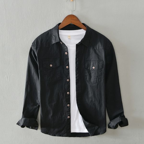 men's autumn and winter long-sleeved shirt jacket wrinkled square collar double pocket cotton shirt casual fashion soft, White;black
men's autumn and winter long-sleeved shirt jacket wrinkled square collar double pocket cotton shirt casual fashion soft, White;black