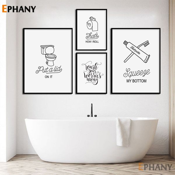 minimalist bathroom wall art canvas poster black white simple humor quote print nordic decorative picture painting home decor
minimalist bathroom wall art canvas poster black white simple humor quote print nordic decorative picture painting home decor