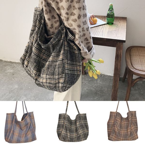 women woolen canvas bags scottish pattern vintage plaid female large capacity big tote handbag ladies casual shoulder bag
women woolen canvas bags scottish pattern vintage plaid female large capacity big tote handbag ladies casual shoulder bag