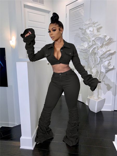 fashion designer womens set stacked long 2pcs pants coat suits color clothing 2 piece solid cardigan ivfmp, Black
fashion designer womens set stacked long 2pcs pants coat suits color clothing 2 piece solid cardigan ivfmp, Black