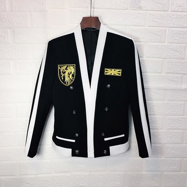 baroque badge european man's hit color split joint suit black and white leisure time loose coat chaquetas hombre de vestir, White;black
baroque badge european man's hit color split joint suit black and white leisure time loose coat chaquetas hombre de vestir, White;black