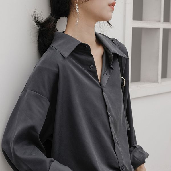 women's loose long sleeve lazy spring and coat shirt summer coat hong kong style all-match shirt, White
women's loose long sleeve lazy spring and coat shirt summer coat hong kong style all-match shirt, White