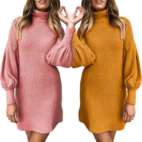 high collar womens sweater dress autumn winter lantern sleeve knitting ladies dress elegant loose package hip mini dress, Black;gray
high collar womens sweater dress autumn winter lantern sleeve knitting ladies dress elegant loose package hip mini dress, Black;gray