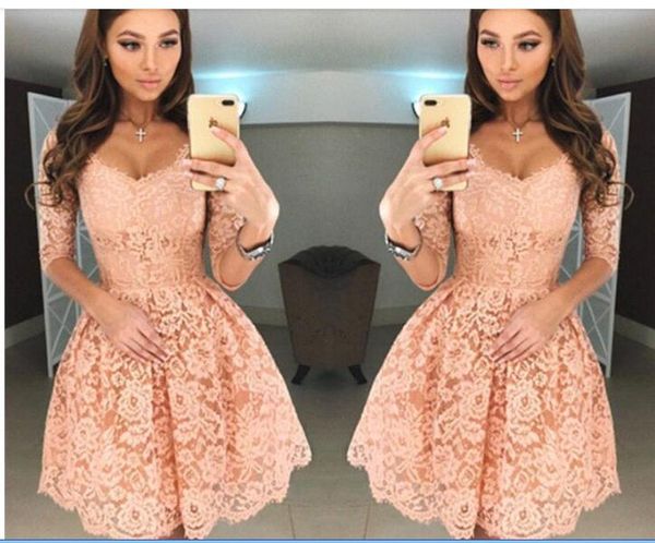 2020 elegant 1/2 long sleeves lace homecoming dresses v neck knee length short cocktail dresses plus size vestidos de festa ba6953, Red
2020 elegant 1/2 long sleeves lace homecoming dresses v neck knee length short cocktail dresses plus size vestidos de festa ba6953, Red