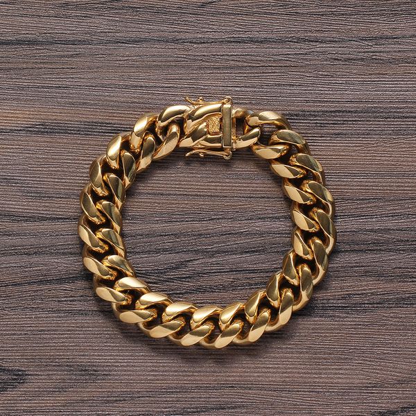 cool men's bracelet 14mm gold plated 316l stainless steel cuban chains bracelet for men gift, Black
cool men's bracelet 14mm gold plated 316l stainless steel cuban chains bracelet for men gift, Black