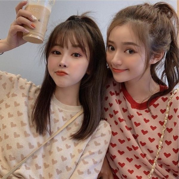 ice silk cute cute casual 2020 new women's sweater round neck loose love sweater top, White
ice silk cute cute casual 2020 new women's sweater round neck loose love sweater top, White