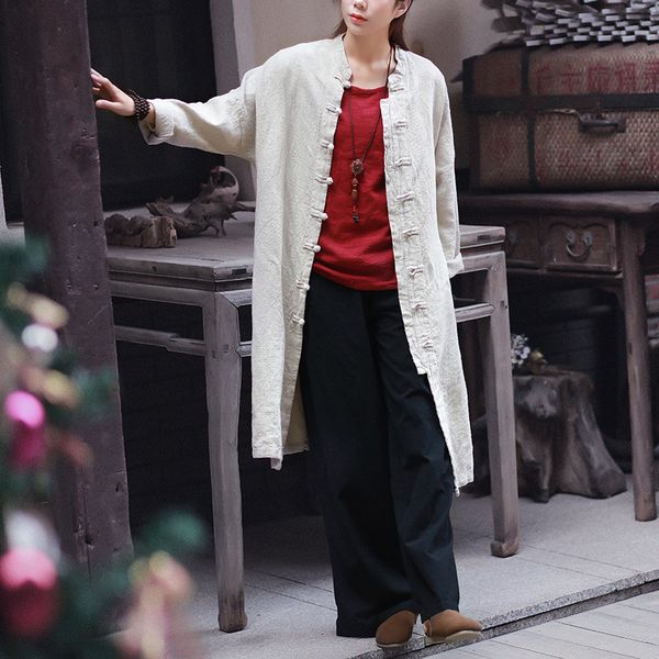 women's trench coats women cotton linen retro handmade button long coat cardigans outwear overcoat for female ladies, Tan;black
women's trench coats women cotton linen retro handmade button long coat cardigans outwear overcoat for female ladies, Tan;black