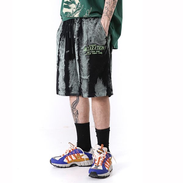 men's shorts original tie dye letter embroidery harajuku streetwear loose casual knee length pants oversize elastic waist, White;black
men's shorts original tie dye letter embroidery harajuku streetwear loose casual knee length pants oversize elastic waist, White;black