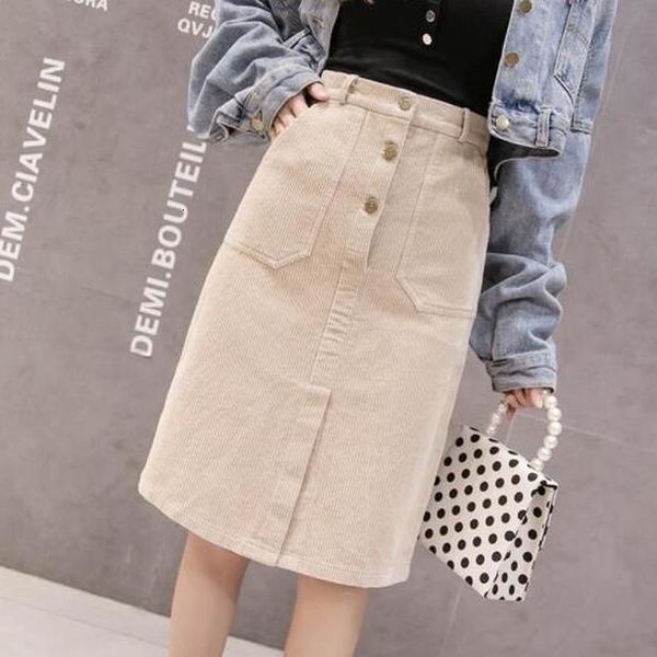 elegant corduroy skirts womens high waist button midi saia plus size harajuku ladies saia jupe femme dv805, Black
elegant corduroy skirts womens high waist button midi saia plus size harajuku ladies saia jupe femme dv805, Black