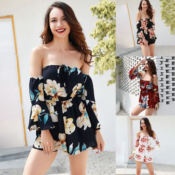 summer floral print jumpsuit off the shoulder slash neck beach cloth casual flare sleeve women onesies, Black;white
summer floral print jumpsuit off the shoulder slash neck beach cloth casual flare sleeve women onesies, Black;white