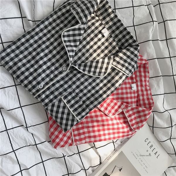 nyx2i 2019 autumn new korean style plaid long sleeve and pajamas trousers trousers pajamas two-piece suit loose home clothes women's cl, Blue;red
nyx2i 2019 autumn new korean style plaid long sleeve and pajamas trousers trousers pajamas two-piece suit loose home clothes women's cl, Blue;red