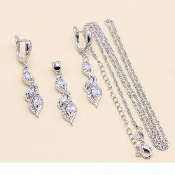 women bridal jewelry set 925 silver earrings chain pendant extra link bracelet marquise white cubic zirconia christmas gift, Black
women bridal jewelry set 925 silver earrings chain pendant extra link bracelet marquise white cubic zirconia christmas gift, Black