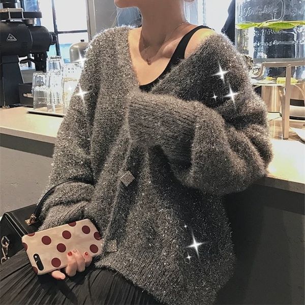 hm1xw korean 2019 bright silk knitted cardigan loose large size internet celebrity lazy style western style coat coat sweater sweater for wo, White;black
hm1xw korean 2019 bright silk knitted cardigan loose large size internet celebrity lazy style western style coat coat sweater sweater for wo, White;black