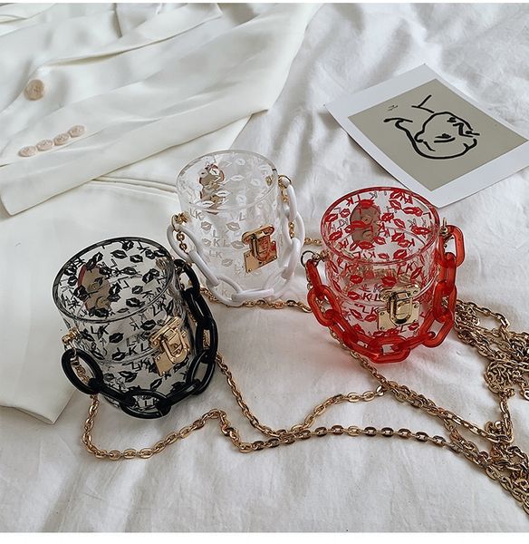 2020 new transparent acrylic lipstick satchel satchel chain shoulder messenger bag female lipstick lock shoulder portable bucket bag, White
2020 new transparent acrylic lipstick satchel satchel chain shoulder messenger bag female lipstick lock shoulder portable bucket bag, White