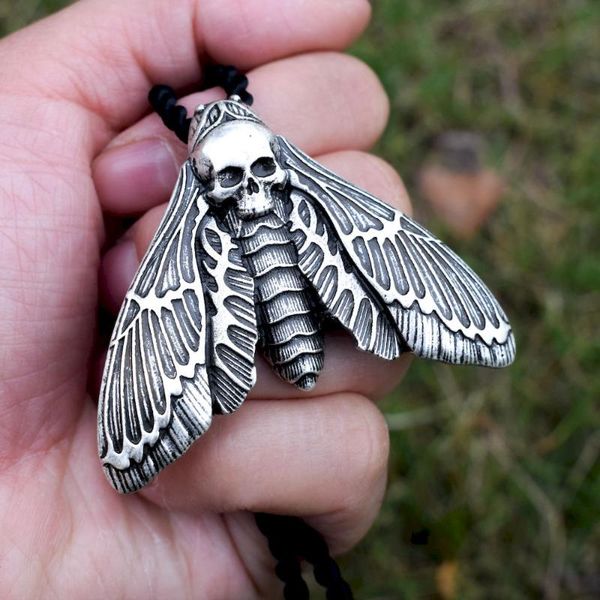 sanlan 1pcs dead head skull moth necklace christmas gift, Silver