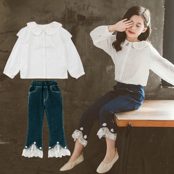 clothing sets keelorn children girls fashion autumn 2pcs solid lace blouses and jeans boot cut pants teenager suits, White
clothing sets keelorn children girls fashion autumn 2pcs solid lace blouses and jeans boot cut pants teenager suits, White