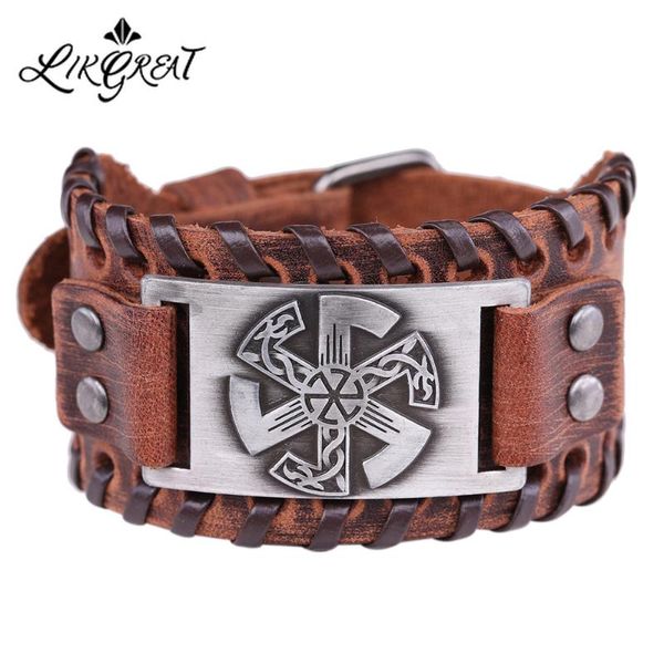 likgreat wicca slavic seal charm wristband cuff braceley vintage punk jewelry adjustable wide braid leather bracelets for men, Golden;silver
likgreat wicca slavic seal charm wristband cuff braceley vintage punk jewelry adjustable wide braid leather bracelets for men, Golden;silver