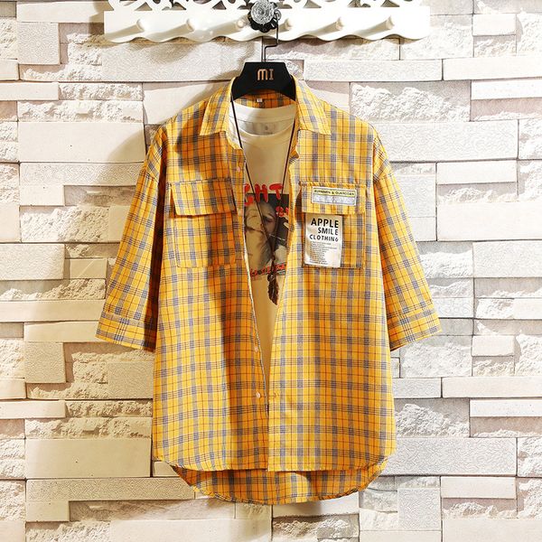 new fashion mens plaid shirt short sleeve slim fit shirt kpop clothes harajuku striped cotton shirts with front pocket, White;black
new fashion mens plaid shirt short sleeve slim fit shirt kpop clothes harajuku striped cotton shirts with front pocket, White;black