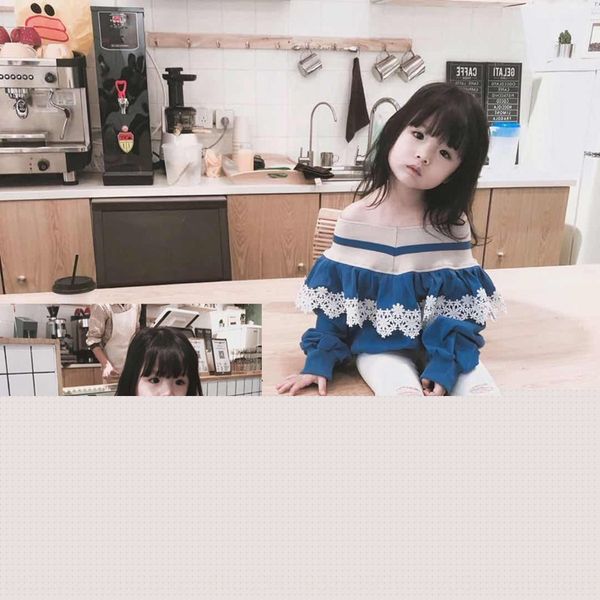children's wear girl's t-shirt one-line shoulder mori women's sweater children's clothing sweater 20 spring new 3-8 year, Blue
children's wear girl's t-shirt one-line shoulder mori women's sweater children's clothing sweater 20 spring new 3-8 year, Blue