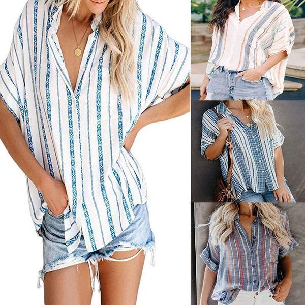 sleeve lapel neck shirt women female clothing womens designer shirts summer loose cardigan striped pocket short, White
sleeve lapel neck shirt women female clothing womens designer shirts summer loose cardigan striped pocket short, White