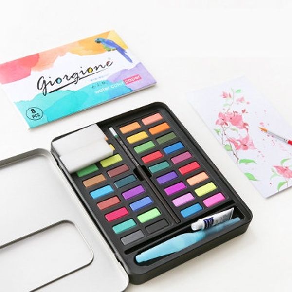 36 colors solid watercolor set pigment paint supplies 8-pieces water color paint set for kids painting beginner
36 colors solid watercolor set pigment paint supplies 8-pieces water color paint set for kids painting beginner