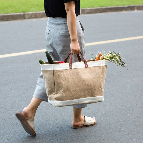 casual waterproof linen bag large-capacity shopping bag simple tote female hand