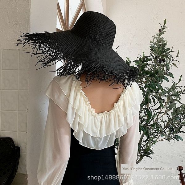 2020 new female summer loose big brim sunscreen sunscreen straw straw hat hat, Blue;gray