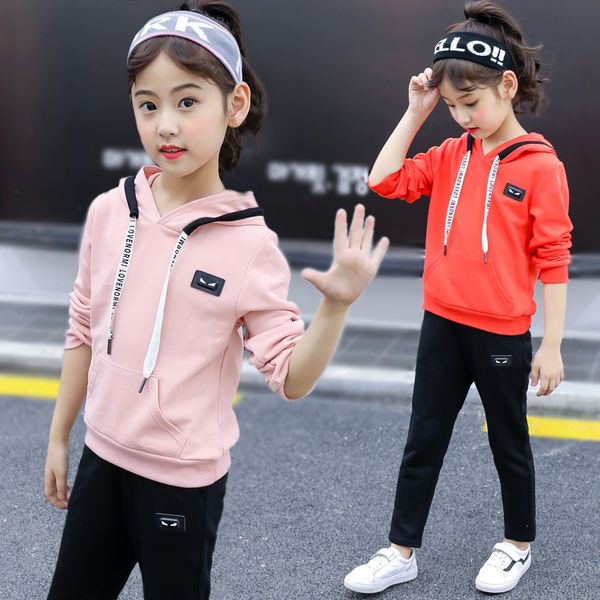 new style girls autumn new middle and big children fashion sports suit girls autumn two-piece suit