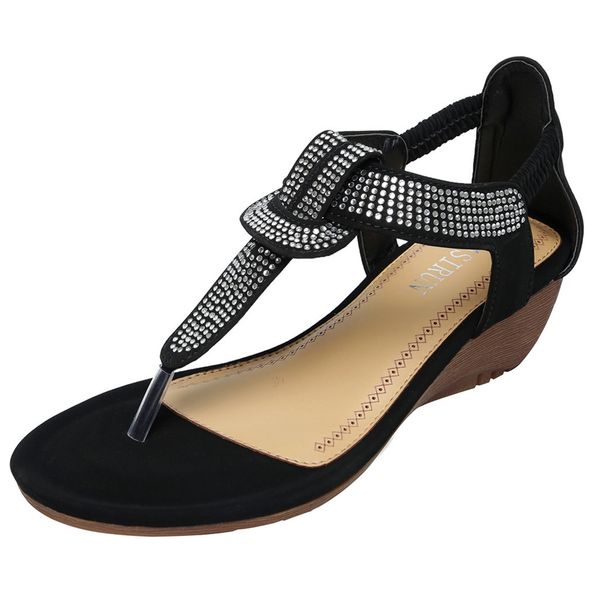 sagace women's sandals crystal bohemian elastic band ankle retro wedge round head beach roman sandals summer new style 2020 y200620, Black
sagace women's sandals crystal bohemian elastic band ankle retro wedge round head beach roman sandals summer new style 2020 y200620, Black
