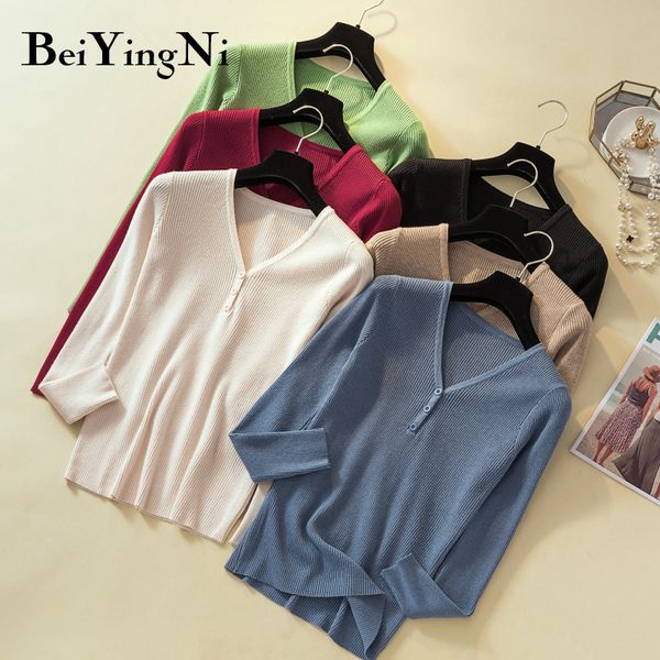 beiyingni spring autumn sweater women solid color v-neck slim chic pullovers female basic ladies jumper sweaters clothing, White;black
beiyingni spring autumn sweater women solid color v-neck slim chic pullovers female basic ladies jumper sweaters clothing, White;black