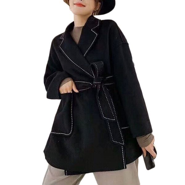 women's wool & blends 2021 autumn and winter women elegant double-sided cashmere coat female loose woolen jacket office ladies ns2072, Black
women's wool & blends 2021 autumn and winter women elegant double-sided cashmere coat female loose woolen jacket office ladies ns2072, Black