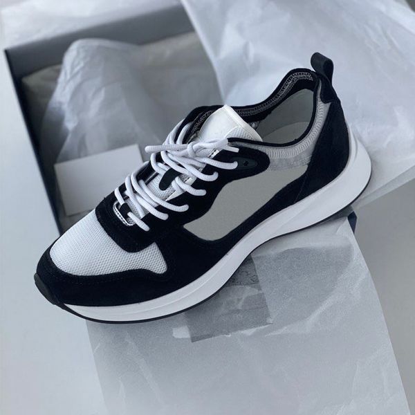 b25 oblique runner sneaker men platform shoes low mesh and suede upper 100% genuine leather lace-up mens trainers with box, Black 
b25 oblique runner sneaker men platform shoes low mesh and suede upper 100% genuine leather lace-up mens trainers with box, Black