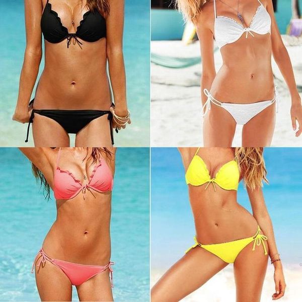 us size solid xs l size push up subtle lift underwire woman halter bikinis set two piece suit beach swimwear, White;black
us size solid xs l size push up subtle lift underwire woman halter bikinis set two piece suit beach swimwear, White;black