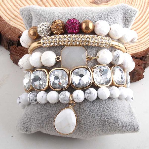 md fashion designer beaded bracelet set natural stone metal cuff 5pc bracelets & bangles set for fashion jewelry, Black
md fashion designer beaded bracelet set natural stone metal cuff 5pc bracelets & bangles set for fashion jewelry, Black